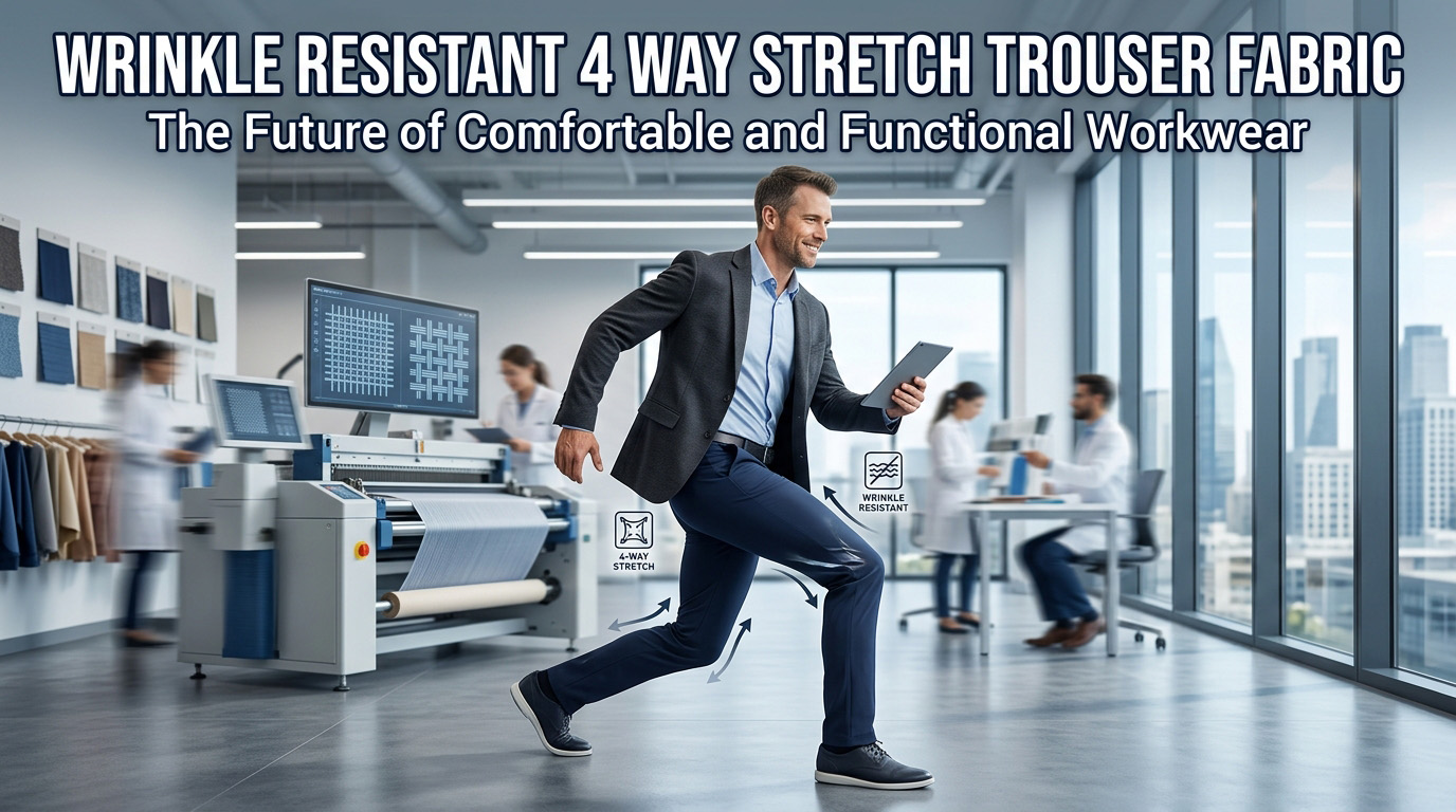 Wrinkle Resistant 4 Way Stretch Trouser Fabric: ອະນາຄົດຂອງເຄື່ອງນຸ່ງເຮັດວຽກທີ່ສະດວກສະບາຍ ແລະມີປະໂຫຍດ